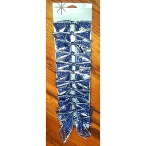 NEW Christmas Bows set of 12 Blue Silver checkered ribbon bows ties Bag bows